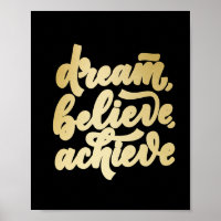 Modern Gold Dream Believe Achieve Motivational Pl