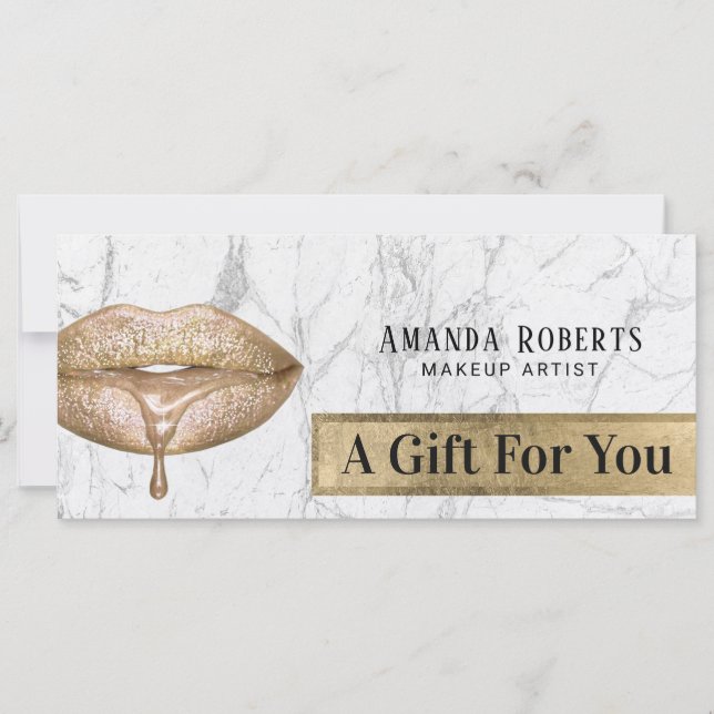 Modern Gold Drip Lips Salon Gift Certificates (Front)