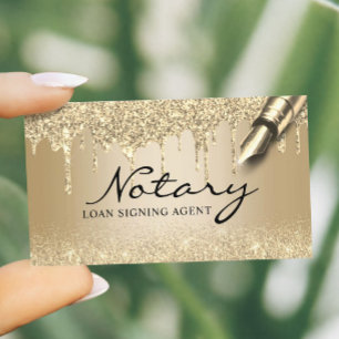Modern Gold Drips Notary Loan Signing Agent Business Card