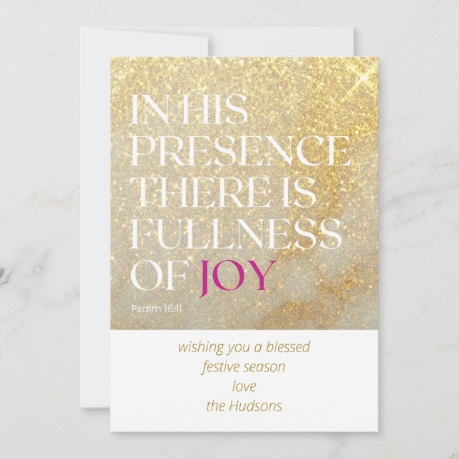 Modern Gold Dust Marble Psalm Christmas Holiday  Card (Front)