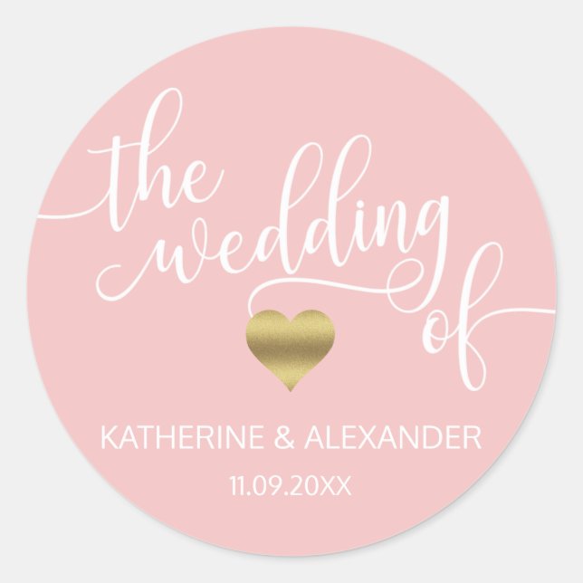 Modern Gold Dusty Rose Pink THE WEDDING OF Seals (Front)