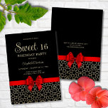 Modern Gold Egypt Geometric Red Bow 16th Birthday Invitation<br><div class="desc">This feminine and classy birthday invitation features an Egypt geometric wedding gold outline and red bow ribbon on a black background. All the text can be customised according to your needs.</div>