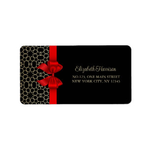 Modern Gold Egypt Geometric Red Bow Birthday Label