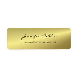 Modern Gold Elegant Handwritten Script Template Return Address Label