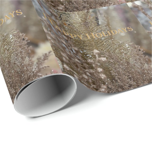 Modern Gold Elegant Happy Holidays Wrapping Paper (Roll Corner)
