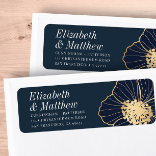 Modern Gold Embossed Floral   Return Address Label