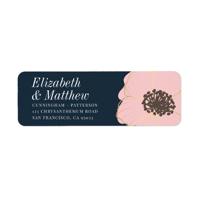 Modern Gold Embossed Floral | Return Address Label (Front)