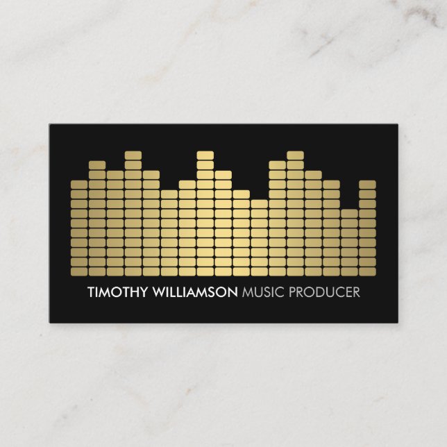 Modern Gold Equalizer DJs, Musicians, Social Media Business Card (Front)