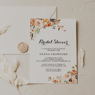 Modern Gold Fall Floral Bridal Shower Invitation