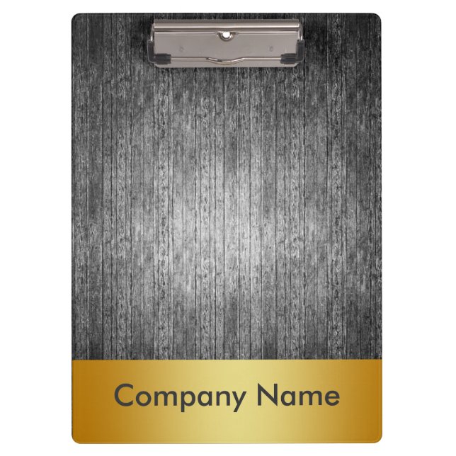 Modern Gold Faux Foil Wooden Company Logo Clipboard (Front)