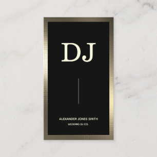 Modern Gold Faux Textured Border Wedding DJ Business Card
