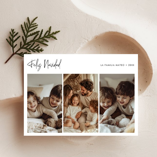 Modern Gold Feliz Navidad Christmas Family Photo Holiday Card (Creator Uploaded)