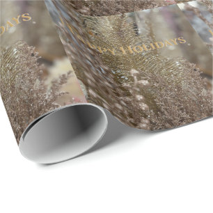 Modern Gold Festive Happy Holidays Wrapping Paper