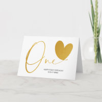Modern Gold First Birthday One Heart