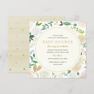 Modern Gold Floral Baby Shower Invitation