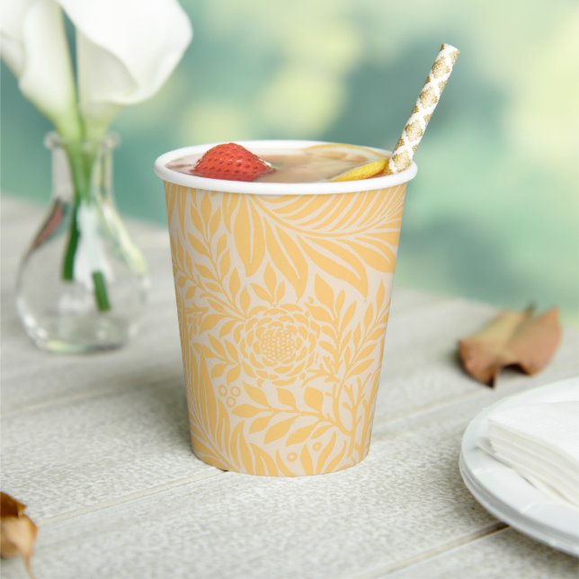 Modern Gold Floral Botanical Paper Cups (Insitu)