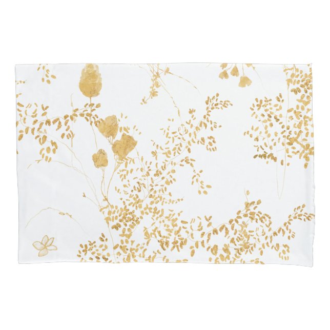 Modern Gold Floral Pillow Case (Front)