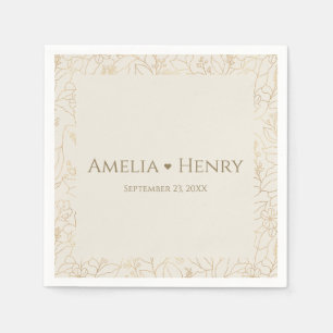 Modern Gold Floral Wedding Art Pattern Napkin