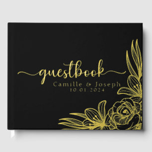 Modern Gold Floral wedding guestbook