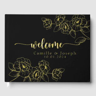 Modern Gold Floral wedding guestbook