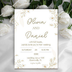 Modern Gold Floral Wedding invitation 