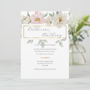 Modern Gold Floral Wedding Invitation