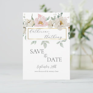 Modern Gold Floral Wedding Save The Date