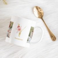 Modern Gold Flower Letter Y | Two Photo Monogram