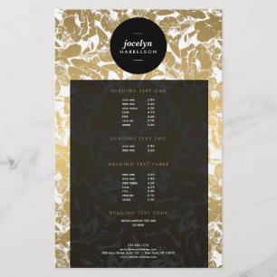 Modern Gold Flowers Black Circle Flyer