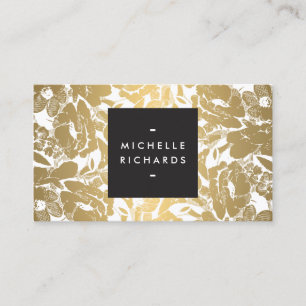 Modern Gold Flowers Business Card