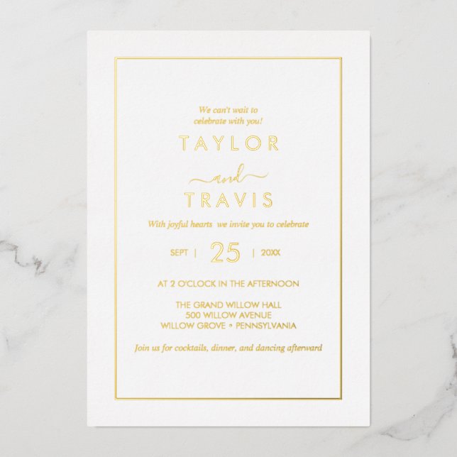 Modern Gold Foil | All-In-One Wedding  (Front)
