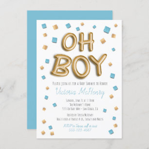 Modern Gold Foil Balloon Baby Shower Invitations
