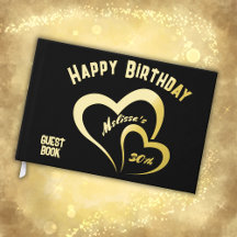 Modern Gold Foil Birthday on Black Monogram Small