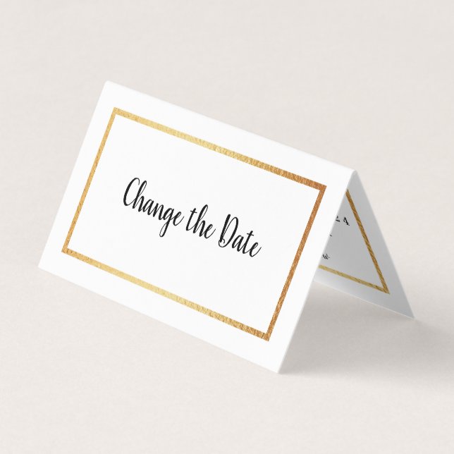 Modern Gold Foil Calendar Change The Date Card (Front)