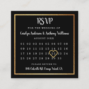 Modern Gold Foil Calendar RSVP Enclosure Card