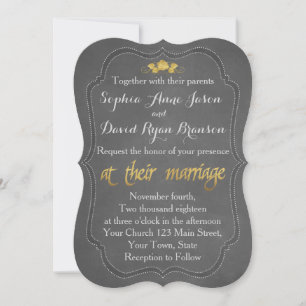 Modern Gold Foil Chalkboard Wedding Invitation