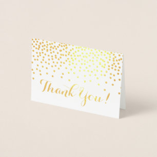 Modern Gold Foil Confetti Dots Thank You Foil Card