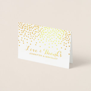 Modern Gold Foil Confetti Dots Wedding Thank You Foil Card