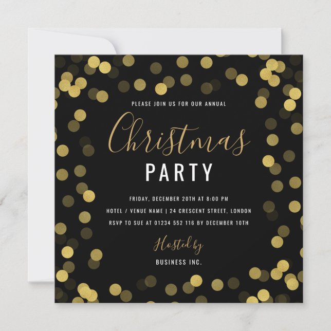 Modern Gold Foil Corporate Holiday Party Invitation (Front)