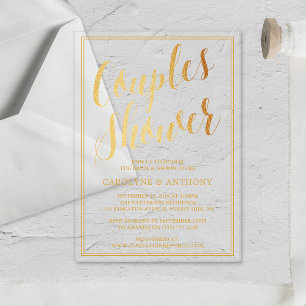 Modern Gold Foil Effect Couples Wedding Shower Acrylic Invitations