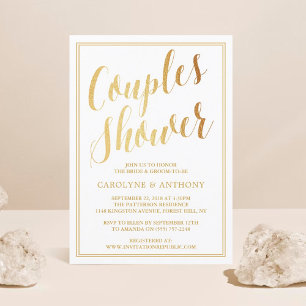 Modern Gold Foil Effect Couples Wedding Shower Invitation
