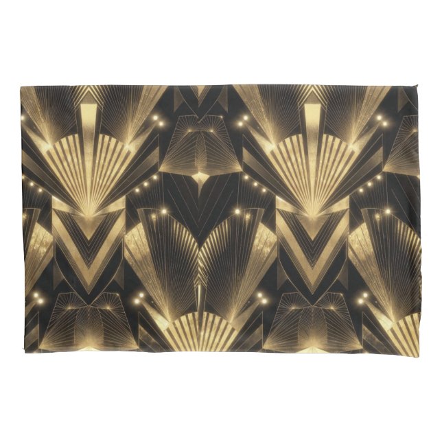 Modern Gold Foil Elegance Neo Art Deco  Pillowcase (Front)