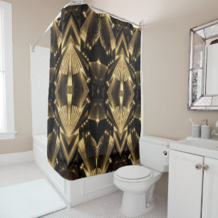 Modern Gold Foil Elegance Neo Art Deco Shower Curtain