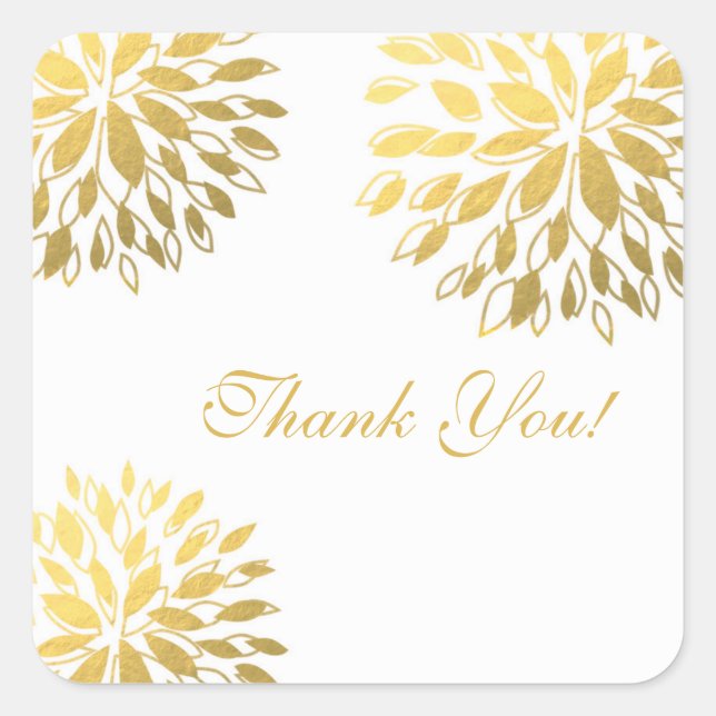 Modern Gold Foil Floral White Elegant Sticker (Front)