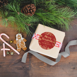 Modern Gold Foil Foliage Christmas Classic Round Sticker