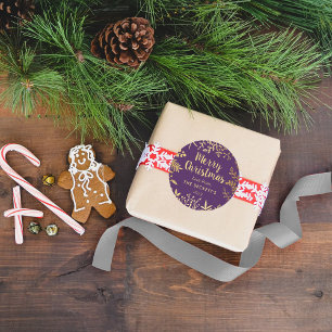 Modern Gold Foil Foliage Christmas Classic Round Sticker