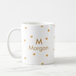 Modern Gold Foil Hearts Personalised Coffee Mug