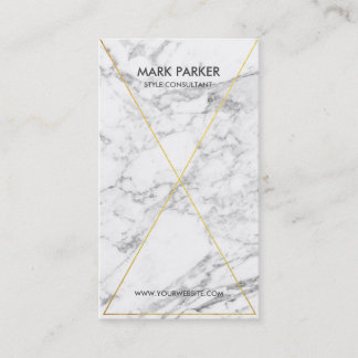 Modern Gold Foil Line Art with Grey White Marble Business Card
