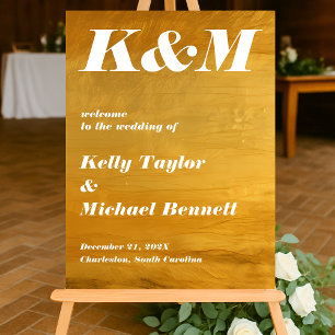 Modern Gold Foil Look Winter Welcome Acrylic Sign