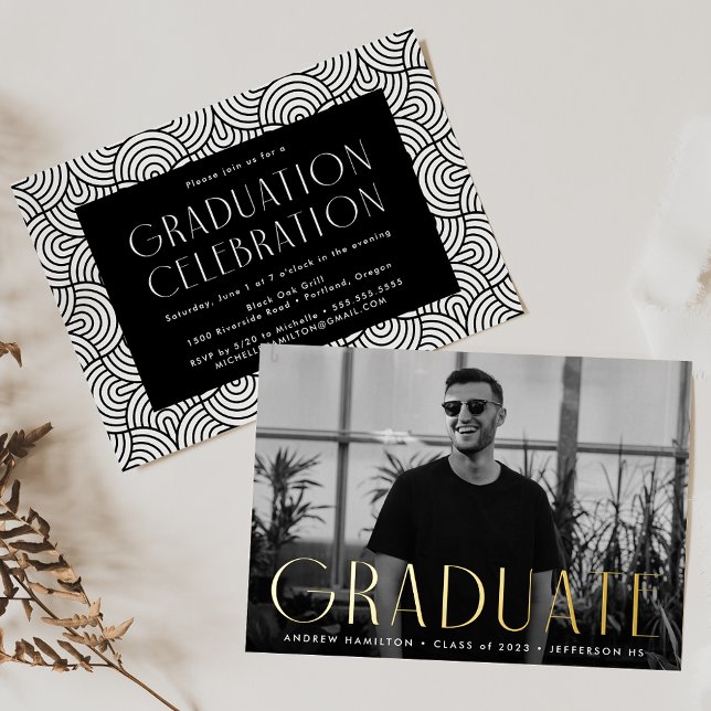 Modern Gold Foil Photo Graduation Party (Creator Uploaded)